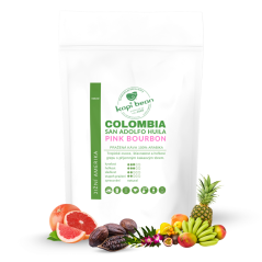 Colombia El Placer Pink Bourbon San Adolfo Huila natural, čerstvě pražená káva, min. 50 g