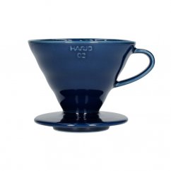 Hario - V60-02 DRIP, синя керамічна кавоварка з індиго