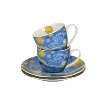 Duo - 2 porcelain espresso cups with saucers Starry Night - V. van Gogh, 110 ml
