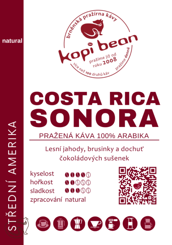 Costa Rica Hacienda Sonora - čerstvě pražená káva, min. 50g