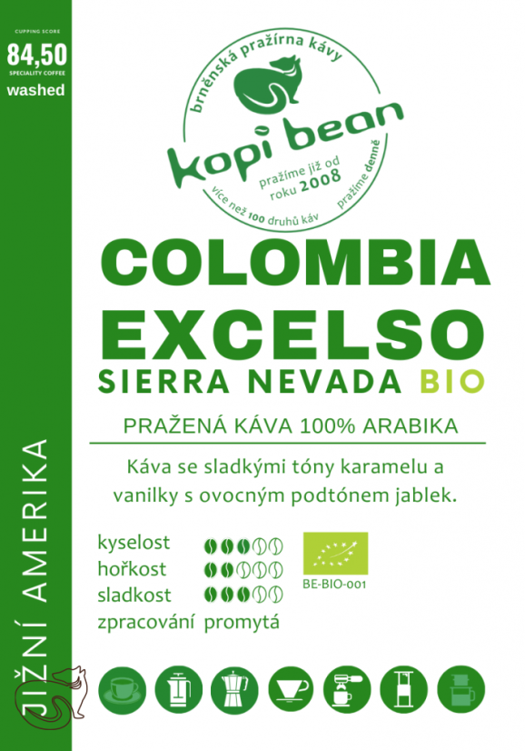Colombia Excelso EP Sierra Nevada BIO - čerstvá káva Arabika, min. 50 g