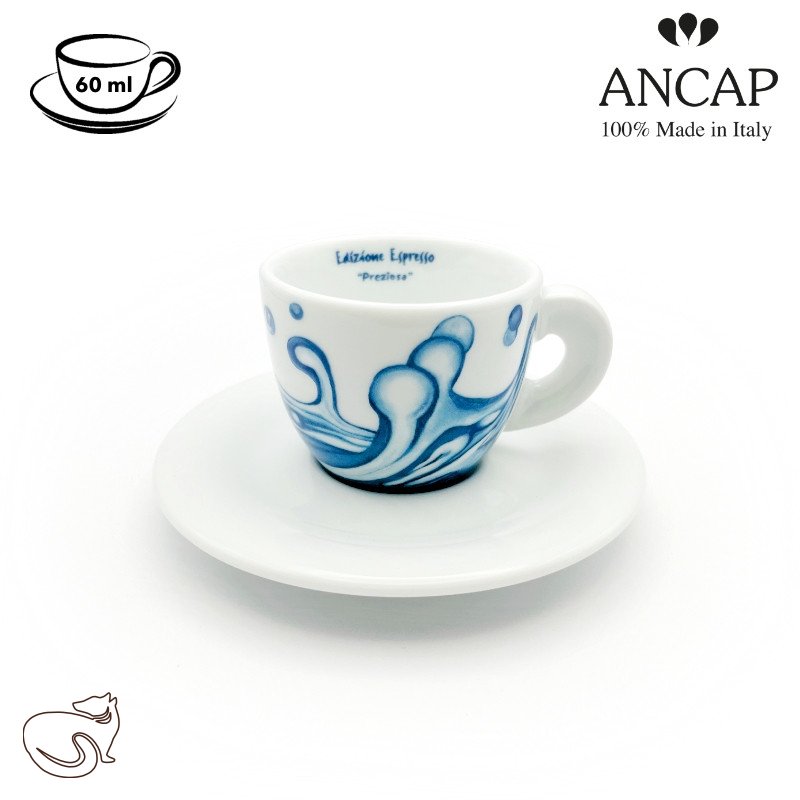 dAncap - šálek s podšálkem na espresso, Preziosa, kapky vody, 60 ml
