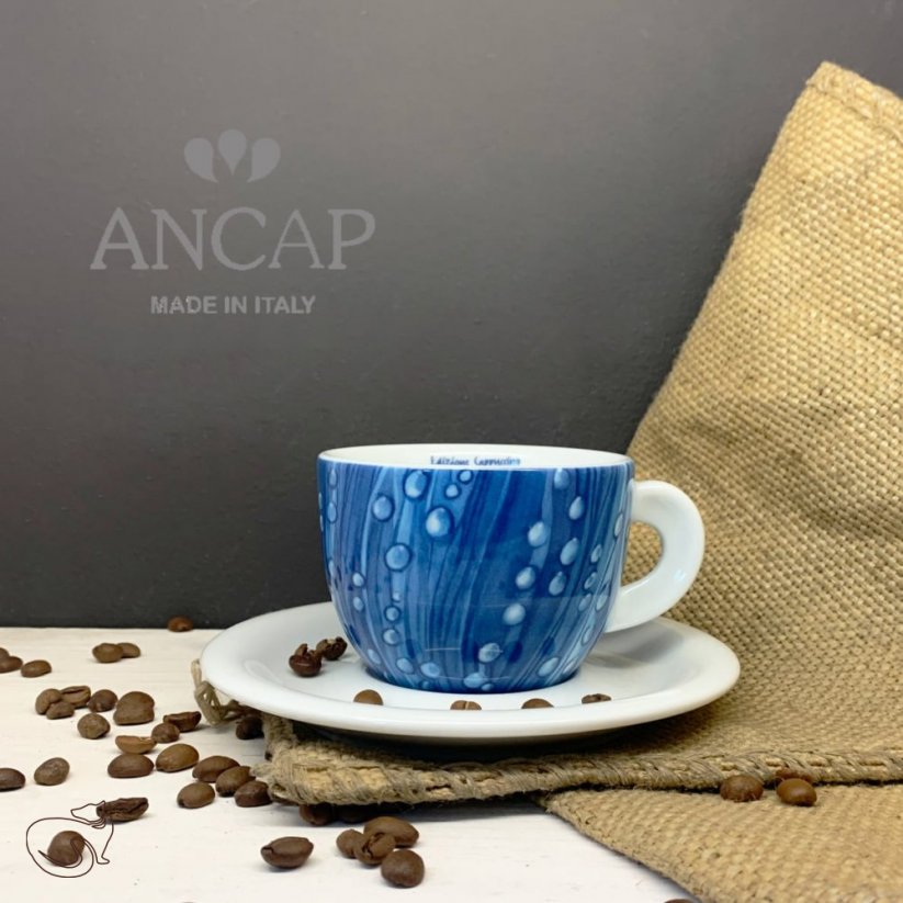 dAncap - šálek s podšálkem cappuccino Preziosa, kapky deště, 190 ml