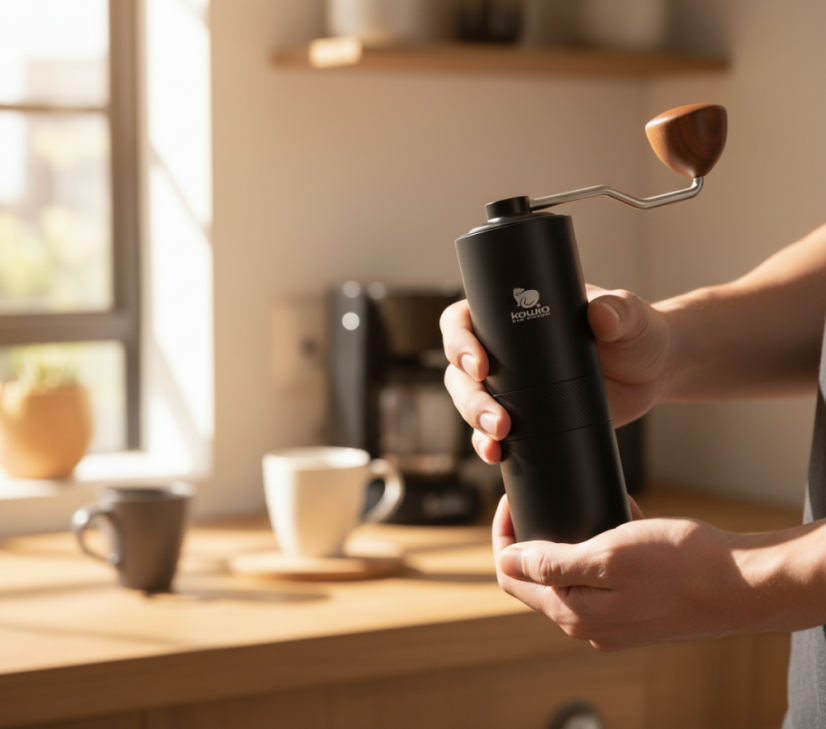 kawio C2 | Ruční mlýnek na kávu, černý