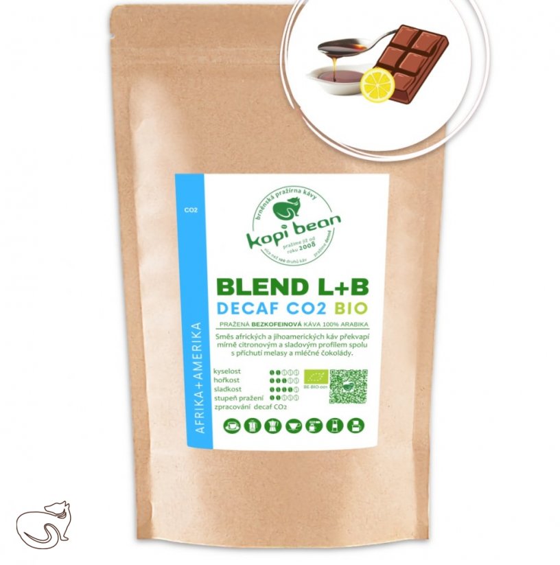 Decaf Blend L+B CO2 - БІО суміш кави з Центральної Америки та Африки - свіжообсмажена арабіка без кофеїну, мін. 50г