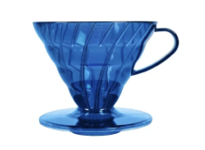 Hario | Dripper na kávu V60-02 Drip, Průhledný modrý plast