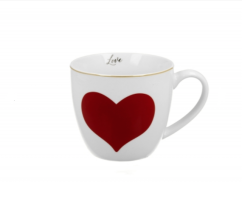 Duo - porcelánový hrnek Red Heart, 460 ml