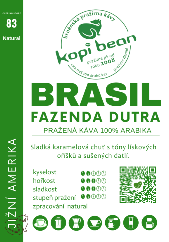 Brasil Fazenda Dutra - čerstvě pražená káva, min. 50 g