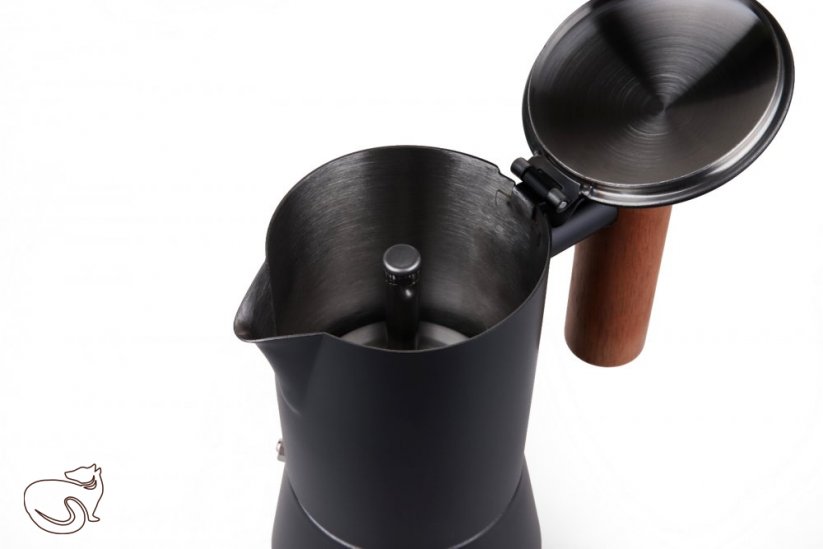kawio - stainless steel induction moka pot with wooden handle, 6 cups, multiple colours