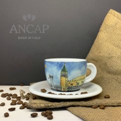 dAncap - Чашка з блюдцем для капучино Venezia, квадратна, 190 мл