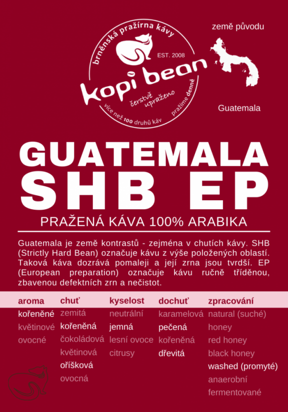 Guatemala SHB - čerstvě pražená káva, min. 50g
