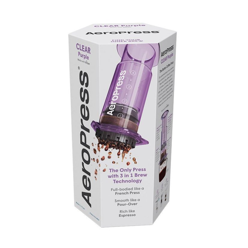 AeroPress® Clear fialový -  cestovní kávovar