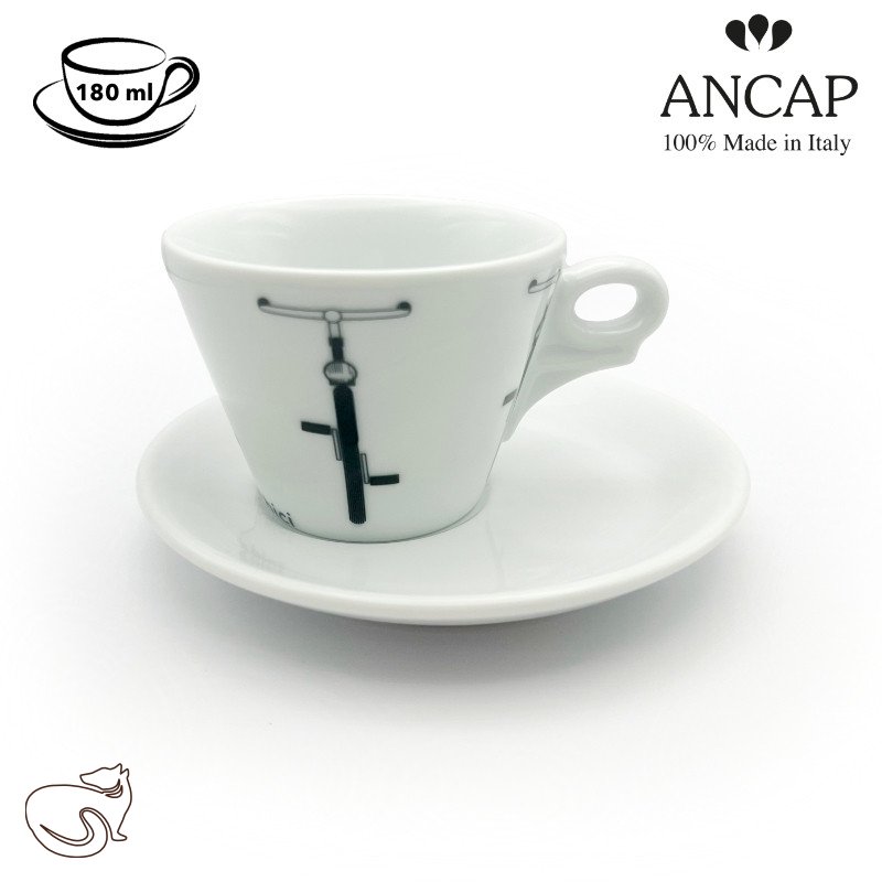 dAncap - šálek s podšálkem cappuccino Italia in Bici přední světlo, 180 ml