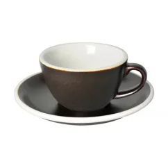 Loveramics Egg - Flat white hrnek s podšálkem, GunPowder, 150 ml