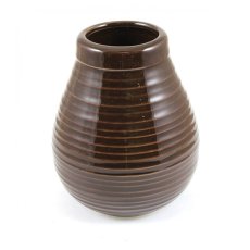 Ceramic calabash, dark brown, notched