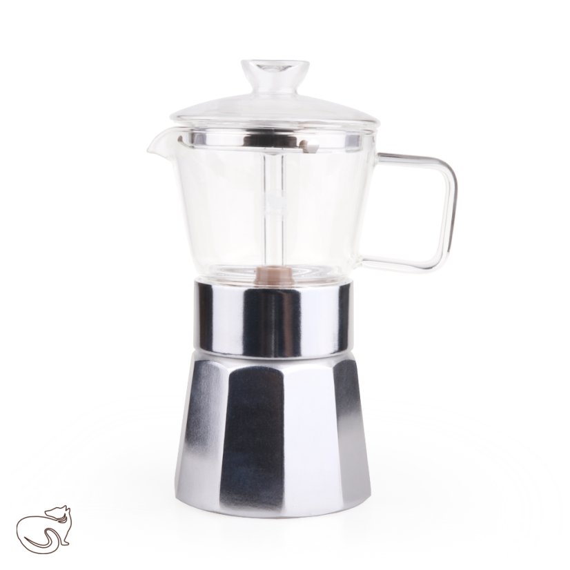 kawio - glass moka pot, silver, 6 cups