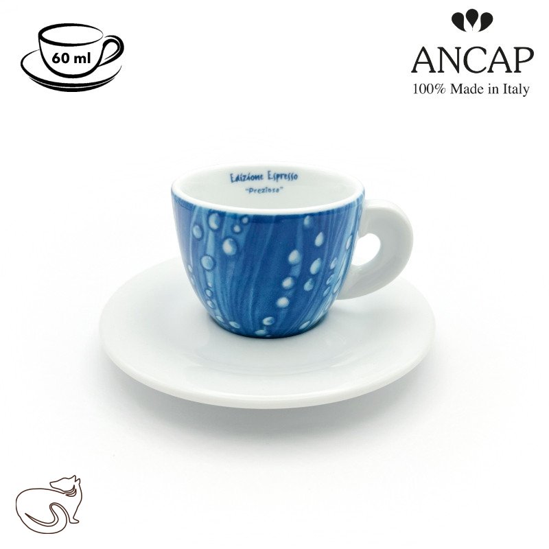 dAncap - šálek s podšálkem na espresso, Preziosa, kapky, deště, 60 ml