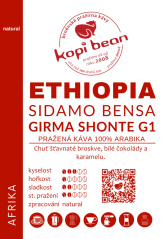 Ethiopia Sidamo Bensa Girma Shonte G1 - čerstvě pražená káva, min. 50 g