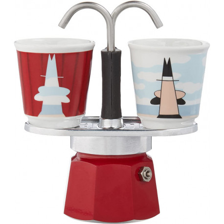 Bialetti - MINI EXPRESS + 2 šálky Magrite, kávovar, moka konvička, objem 2 šálky Bialetti - MINI EXPRESS + 2 šálky Magrite, kávovar, moka konvička, objem 2 šálky