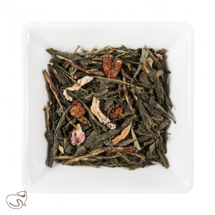 Rose with strawberries - flavoured green tea, min. 50g