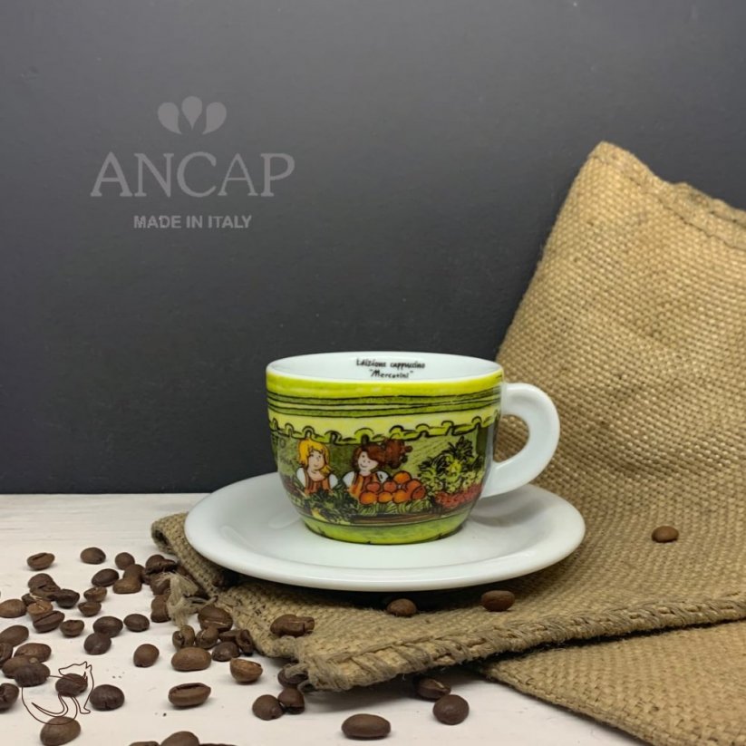 dAncap - Чашка з блюдцем для капучіно Mercantini, фрукти, 190 мл