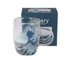 Duo - double-walled glass mug The Great Wave by Hokusai, 350 ml