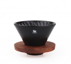 kawio -  ceramic dripper with wooden stand, black