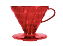 Hario - V60-02 DRIP, červený průhledný plastový kávovar