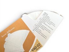 kawio - V60-02, Papírové filtry na dripper, bělené, 100ks